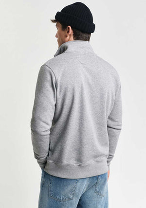 Gant Shield Half Zip Sweatshirt, Grey Melange