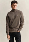 Gant Sheild Half Zip Sweatshirt, Faded Taupe