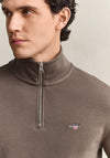 Gant Sheild Half Zip Sweatshirt, Faded Taupe