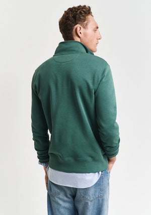 Gant Shield Half Zip Sweatshirt, Woody Green