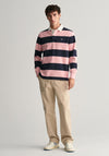 Gant Shield Heavy Rugger Barstripe Polo Shirt, Bubblegum Pink