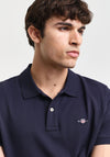Gant Shield Pique Polo Shirt, Evening Blue