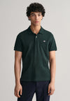 Gant Shield Pique Polo Shirt, Tartan Green