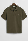 Gant Shield Pique Polo Shirt, Khaki Green