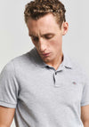 Gant Shield Pique Polo Shirt, Grey Melange