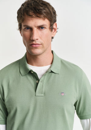 Gant Shield Pique Polo Shirt, Kalamata Green