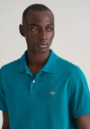 Gant Shield Pique Polo Shirt, Ocean Turquoise