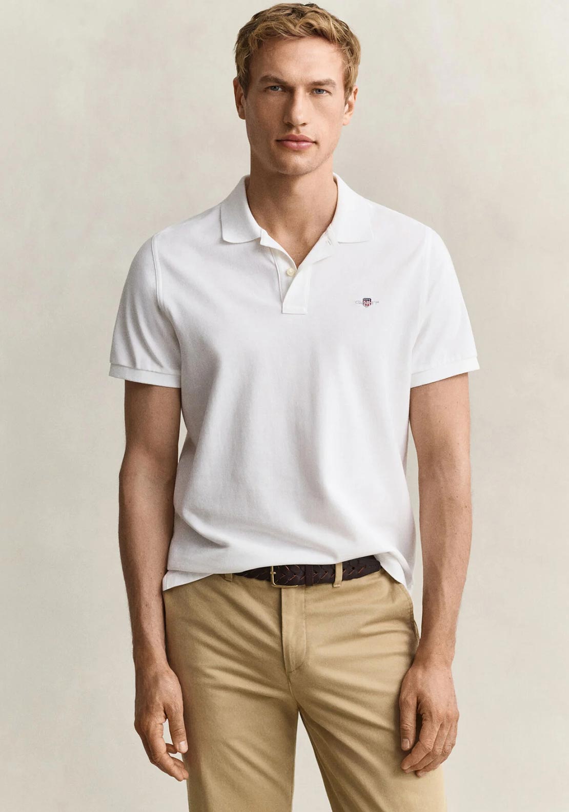 Gant Shield Pique Polo Shirt, White