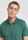 Gant Shield Pique Polo Shirt, Woody Green