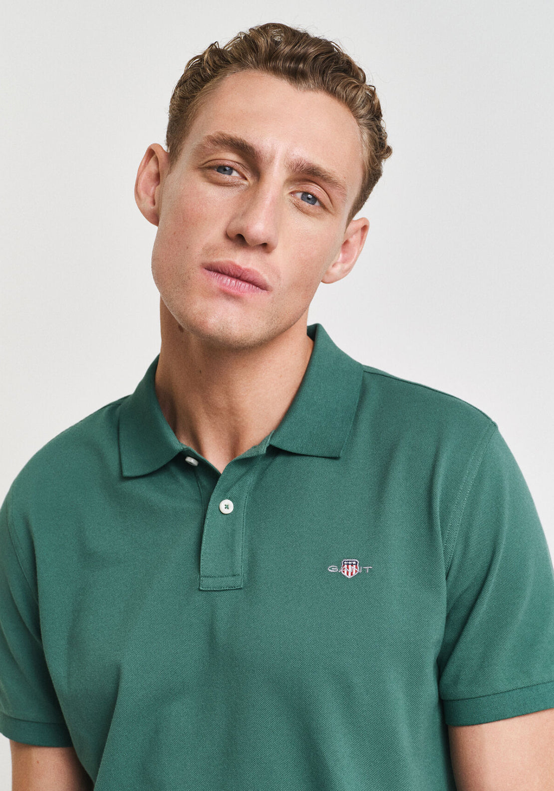 Gant Shield Pique Polo Shirt, Woody Green