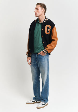 Gant Shield Pique Polo Shirt, Woody Green