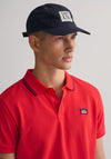 Gant Striped Contrast Collar Pique Polo Shirt, Bright Red