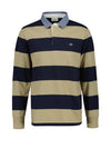 Gant Chambray Heavy Rugger Barstripe Polo Shirt, Beige