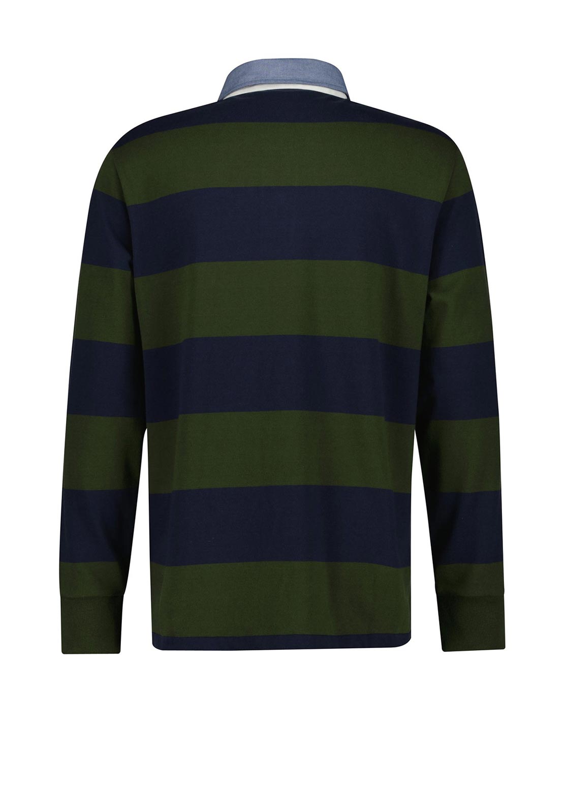 Gant Chambray Heavy Rugger Barstripe Polo Shirt, Country Green