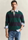 Gant Striped Heavy Rugger Rugby Shirt, Dark Emerald Multi