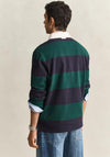 Gant Striped Heavy Rugger Rugby Shirt, Dark Emerald Multi