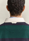 Gant Striped Heavy Rugger Rugby Shirt, Dark Emerald Multi