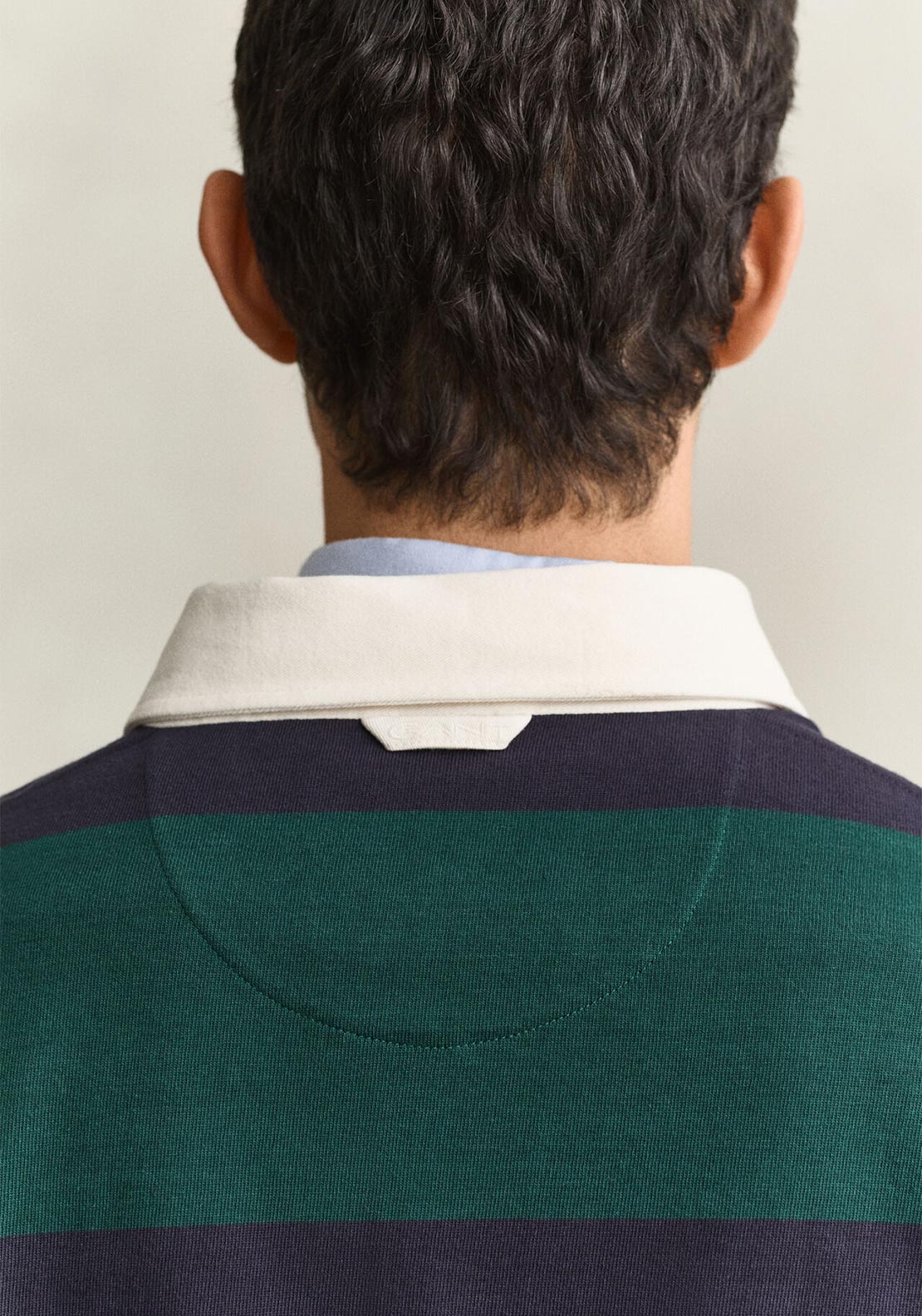 Gant Striped Heavy Rugger Rugby Shirt, Dark Emerald Multi