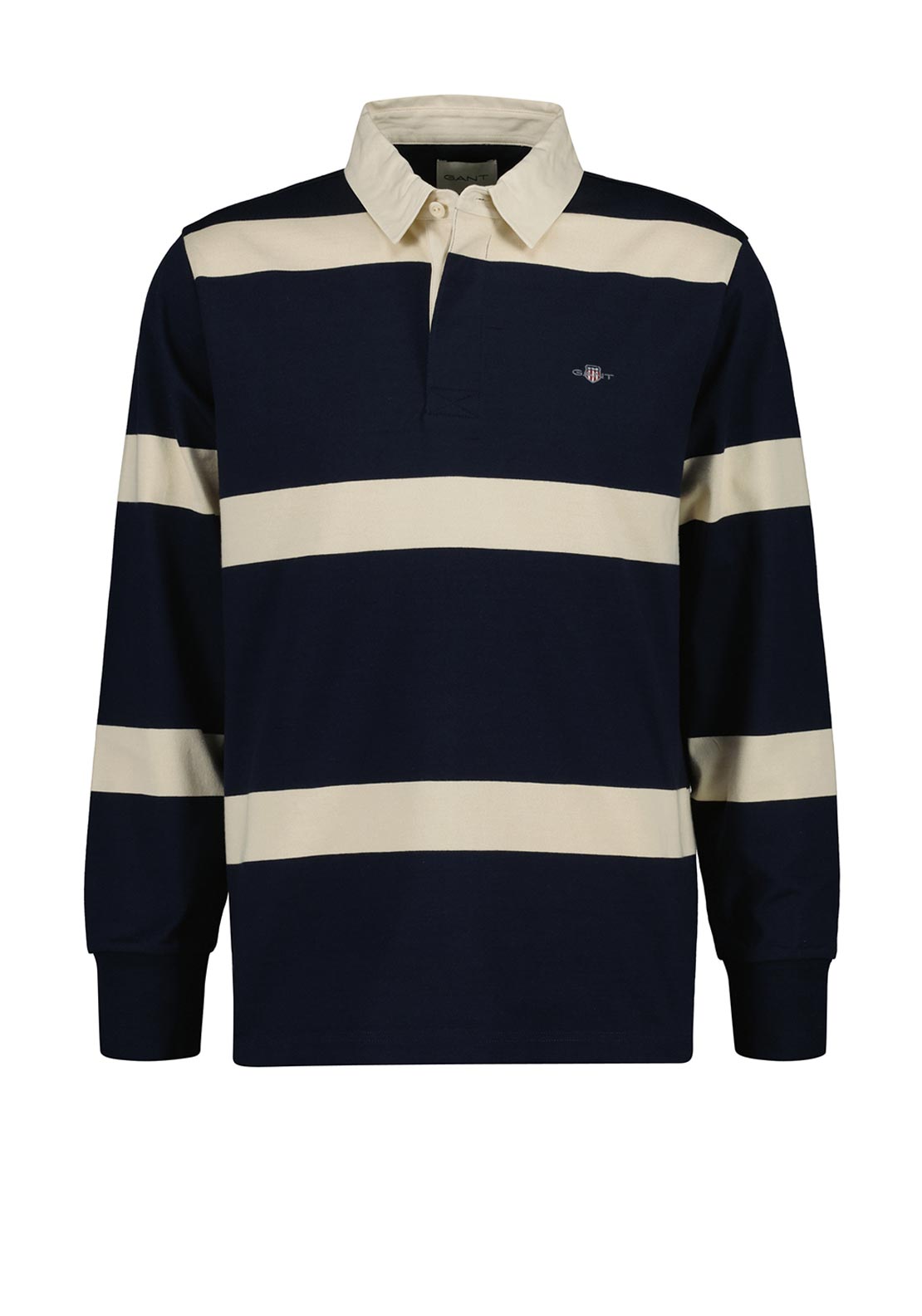 Gant Striped Heavy Rugger Rugby Shirt, Navy