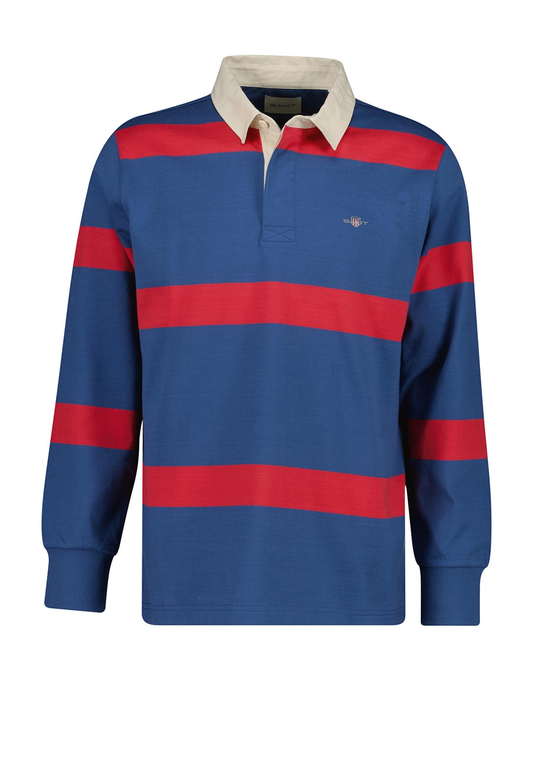 Gant Striped Heavy Rugger Rugby Shirt, Vintage Blue & Red
