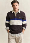 Gant Striped Heavy Rugger Rugby Shirt, Wood Brown Multi