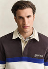 Gant Striped Heavy Rugger Rugby Shirt, Wood Brown Multi