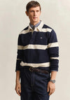 Gant Striped Heavy Rugger Rugby Shirt, Navy