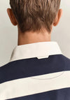 Gant Striped Heavy Rugger Rugby Shirt, Navy