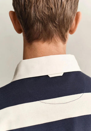 Gant Striped Heavy Rugger Rugby Shirt, Navy