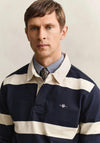 Gant Striped Heavy Rugger Rugby Shirt, Navy