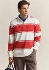 Gant Striped Rugger Rugby Shirt, Cream & Maple Red
