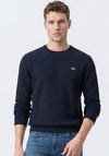 Gant Micro Textured Cotton Sweater, Navy