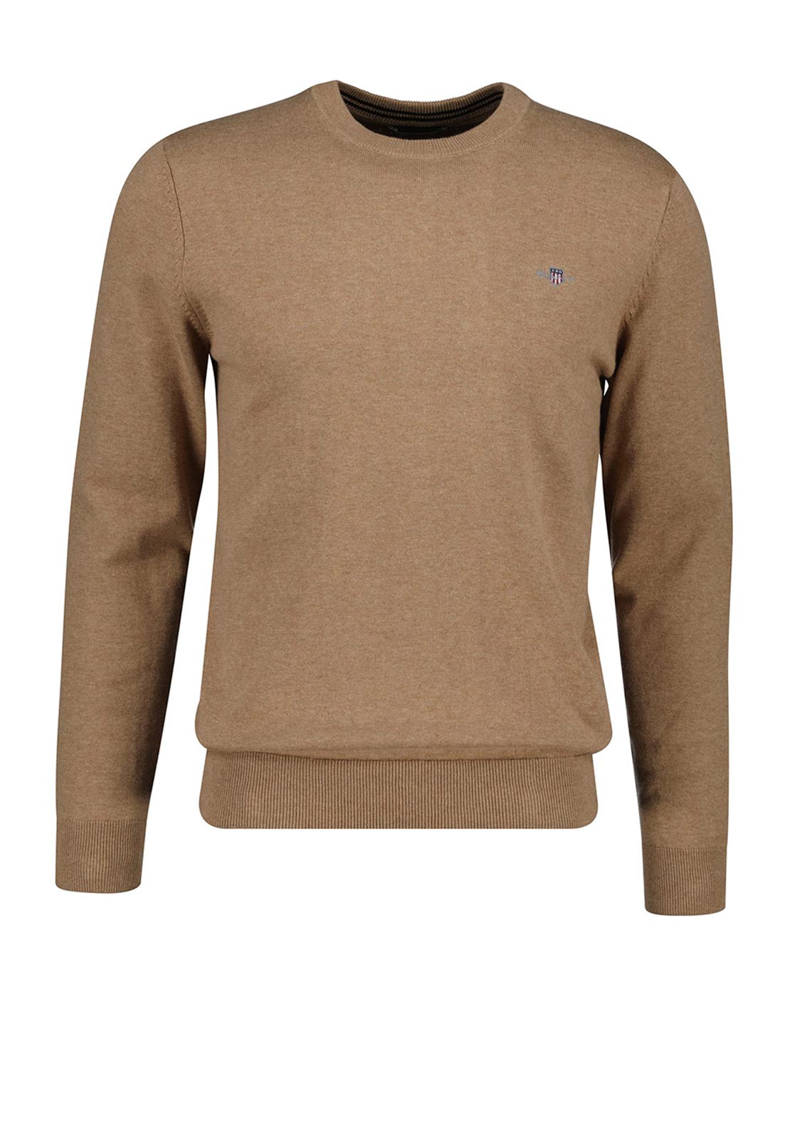Gant Classic Cotton Crew Neck Sweater, Beige