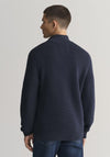 Gant Textured Cotton Half Zip Sweater, Evening Blue