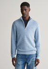 Gant Textured Cotton Half Zip Sweater, Stormy Sea
