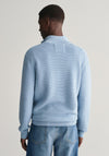 Gant Textured Cotton Half Zip Sweater, Stormy Sea