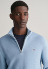 Gant Textured Cotton Half Zip Sweater, Stormy Sea