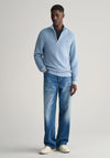Gant Textured Cotton Half Zip Sweater, Stormy Sea