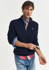 Gant Textured Quarter Zip Sweater, Evening Blue