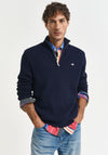 Gant Textured Quarter Zip Sweater, Evening Blue