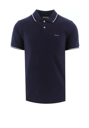 Gant Tipping Pique Rugger Polo Shirt, Evening Blue