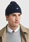 Gant Unisex Ribbed Knit Logo Beanie, Marine