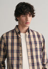 Gant UT Archive Poplin Check Shirt, Dark Khaki