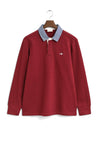 Gant Chambray Heavy Rugger Polo Shirt, Wine