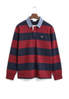 Gant Chambray Heavy Rugger Barstripe Polo Shirt, Wine