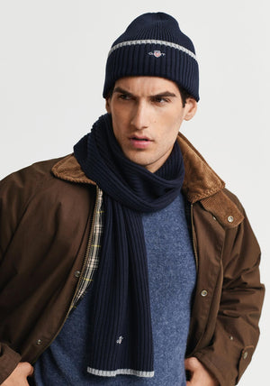 Gant Essential Hat & Scarf Gift Set, Navy