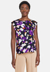 Gerry Weber Round Neck Abstract Print Top, Purple Multi