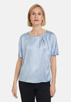 Gerry Weber Satin Front Pleated Detail Top, Light Blue