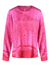 Gerry Weber Cheetah Detail Satin Blouse, Pink and Red
