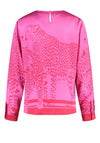 Gerry Weber Cheetah Detail Satin Blouse, Pink and Red